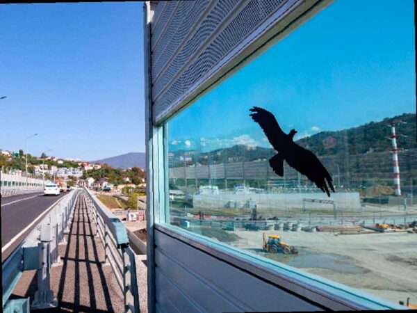 Вдоль Обхода Адлера в Сочи установили силуэты хищных птиц на шумозащитные экраны. Такая мера была принята для защиты мелких птиц от столкновения с прозрачными экранами, которые они не замечают и врезаются в них. На участке Ивановской эстакады у восточного портала трассы появились изображения ястребов и сов. Этот метод уже успешно применялся на дорогах Сочи.